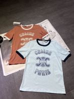 最前線2024 セリーヌtシャツサイズ激安通販 半袖 軽量 トップス シンプル 純綿 ロゴプリント 2色可選