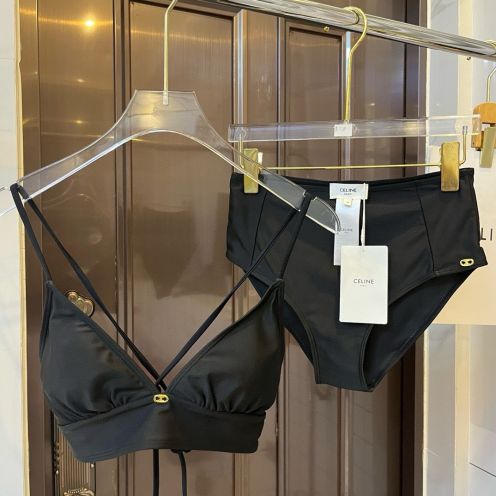 超激得品質保証 セリーヌ ビキニスーパーコピー 水着 セット プール 温泉 水泳 スイミング シンプル レディース ブラック