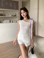 HOT品質保証 chanel ボーダー t シャツＮ級品 無袖 トップス  ジレー 純綿 レディース 柔らかい ホワイト
