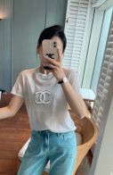[新季度]chanel ロゴ t シャツ激安通販 半袖 トップス  純綿 柔らかい ロゴ刺繍 ファッション グレイ