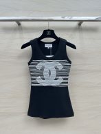 超激得新品 レディース シャネル t シャツコピー 無袖 トップス 純綿 ジレー ロゴプリント シンプル ブラック