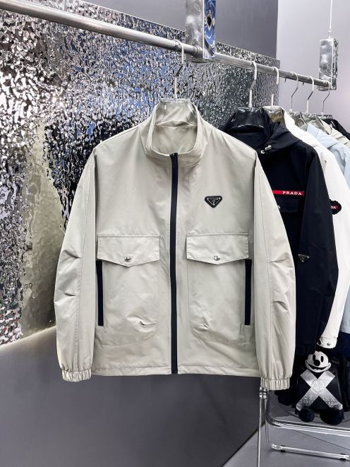 存在感のある prada ライダーススーパーコピー トップス 柔らかい トップ秋服 アウター 暖かい メンズ ホワイト