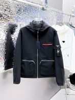 prada ステッチ ジャケットスーパーコピー ファッショントップス 柔らかい アウター 暖かい メンズ ブラック