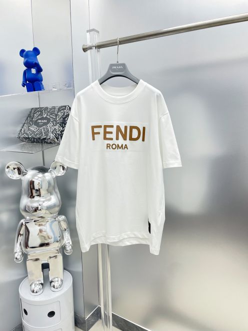 海外セレブ定番愛用 fendi fila コラボ t シャツコピー トップス 純綿 半袖 柔らかい 男女兼用 夏新品 シンプル ホワイト