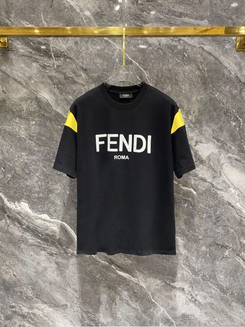 春夏人気セール安い fendi t シャツＮ級品 トップス 純綿 ロゴプリント シンプル 短袖 人気定番 ブラック
