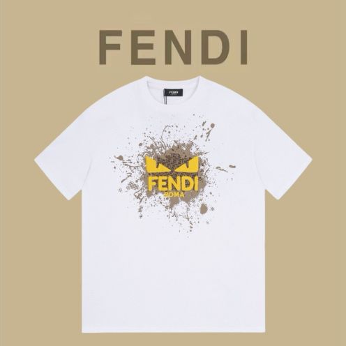 超激得新品 fendi メンズ シャツ偽物 トップス 春夏新品 純綿 半袖 柔らかい 男女兼用 人気販売 ホワイト