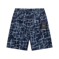 フェンディ パンツ メンズ偽物 ショットパンツ カジュアルズボン 花柄 デニム ファッション シンプル ブルー