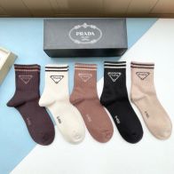 プラダメンズ靴下激安通販 抗菌防臭 吸汗速乾 5足組 スポーツソックス 純綿 立体編み ファッション シンプル 