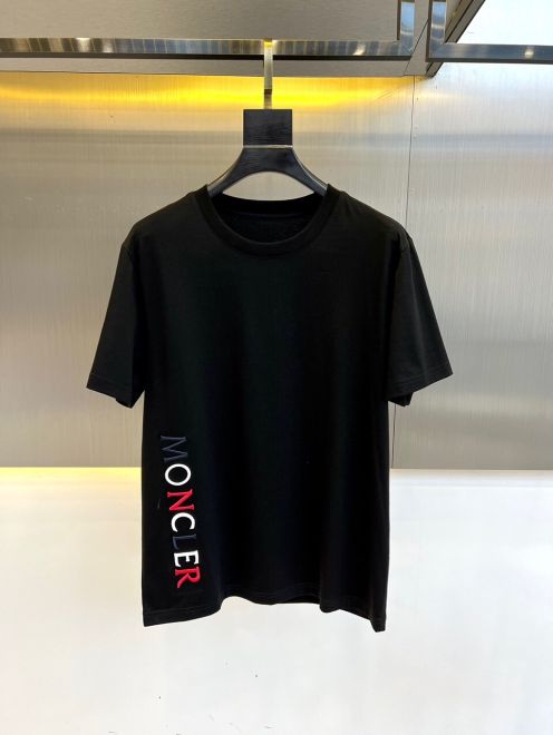 HOT 2024夏の定番 メンズ モンクレールtシャツ偽物 純綿 トップス 春夏 メンズ服 ロゴ刺繡 柔らかい シンプル ブラック