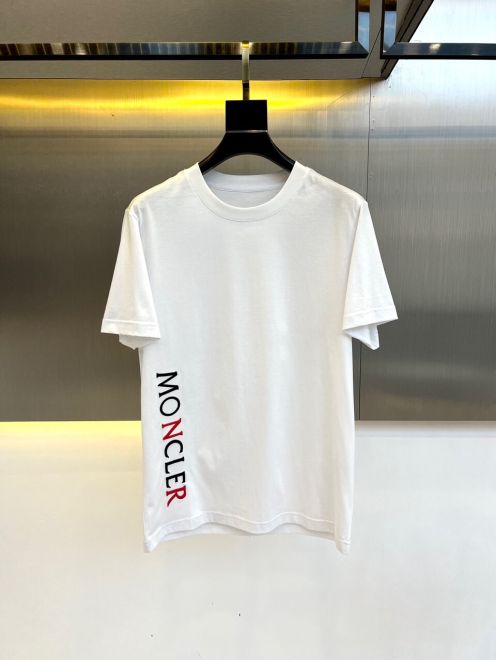 HOT 2024夏の定番 モンクレールtシャツ激安通販 純綿 トップス 春夏 メンズ服 ロゴ刺繡 柔らかい シンプル ホワイト