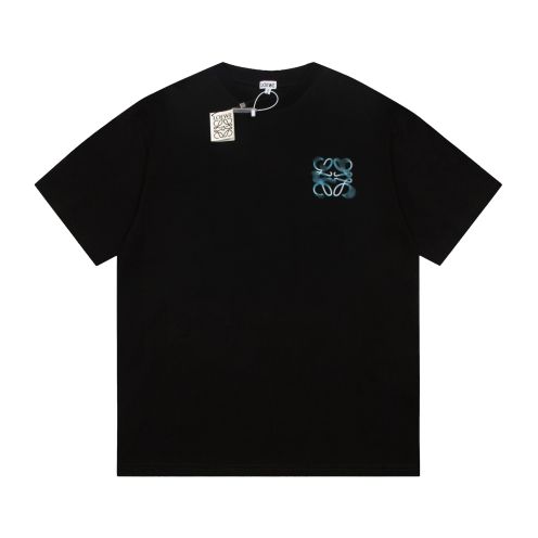シンプル印象になって ロエベ本物見分け方コピー 純綿 短袖 Tシャツ トップス 柔らかい 快適 プリント ブラック