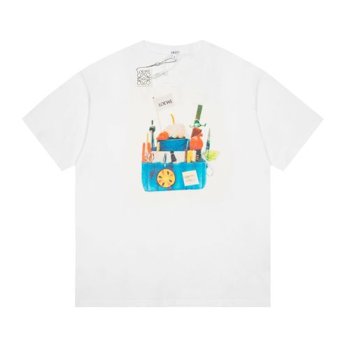春夏数量限定 ロエベはハイブランド偽物 純綿 短袖 Tシャツ トップス 柔らかい 快適 プリント ホワイト
