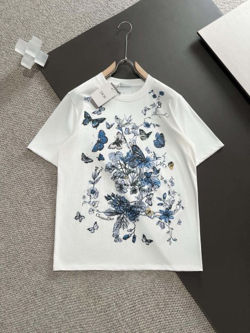 ディオールレディースtシャツコピー トップス 柔らかい 半袖 ランニング 純綿 プリント ファッション ホワイト