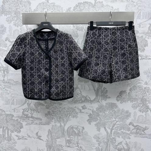 ディオール tシャツコピー シンプル セット 通気性いい 軽量 夏服 セーター ニット 大人気 カジュアル ブラック