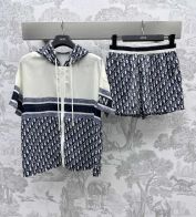 ディオールチュチュ偽物 シンプル 日焼け止め服 セット 運動 ランニング 通気性いい 軽量 プリント ショットパンツ トップス ブルー