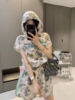 ディオール ティーシャツ激安通販 シンプル セット 軽量 夏服 花柄 シルク カジュアル おしゃれ グレイ