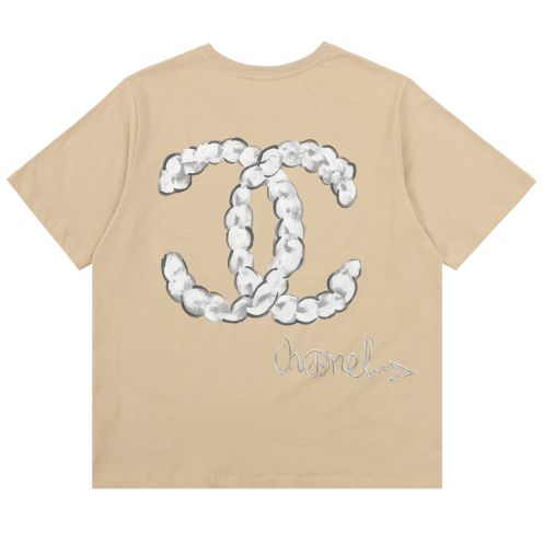 爽やかな シャネル ティー シャツＮ級品 純綿 トップス シンプル プリント 半袖 夏服 ファッション ブラウン