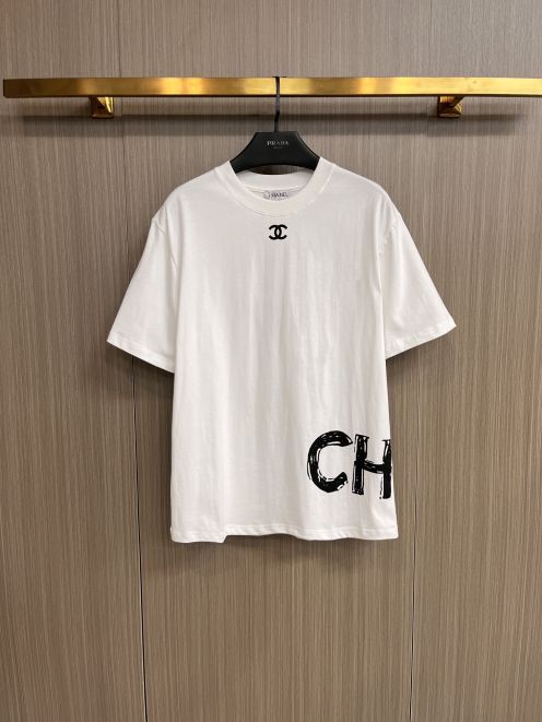 レディース シャネル t シャツスーパーコピー 純綿 トップス シンプル ロゴプリント 半袖 夏服 人気新作 ホワイト