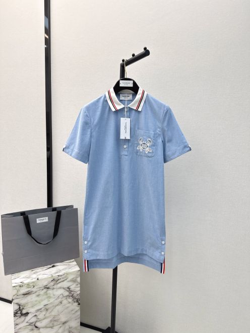 トムブラウンスカート激安通販 ワンピース 学院風 半袖 シンプル 可愛い 少女感 快適 夏服 ブルー