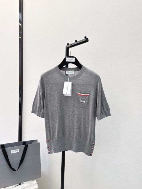 お買い得大人気 トムブラウン セーター レディースＮ級品 ニット シンプル ファッション 軽量 半袖 暖かい グレイ