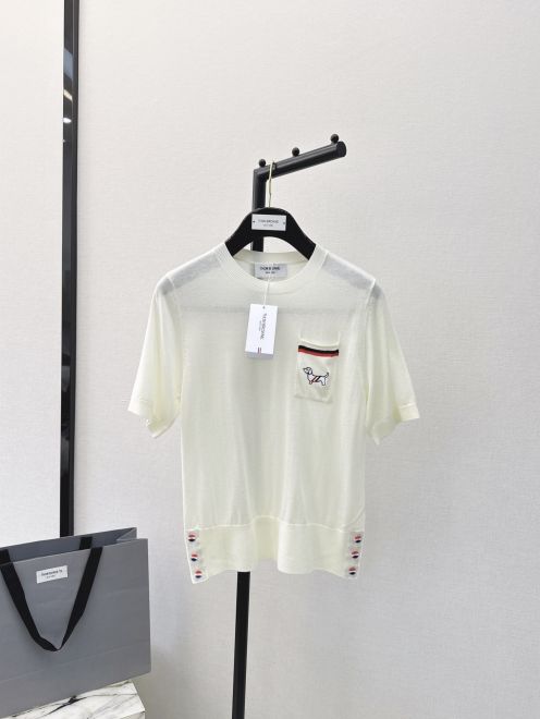 お買い得大人気 トムブラウン 伊勢丹コピー ニット シンプル ファッション 軽量 半袖 暖かい ホワイト