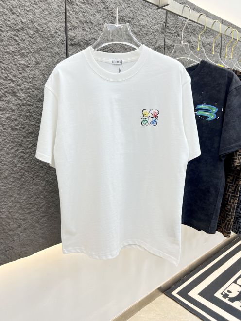 赤字超特価2024 ロエベtシャツ サイズスーパーコピー 純綿 トップス 半袖 シンプル カラフルロゴ刺繍 柔らかい ホワイト