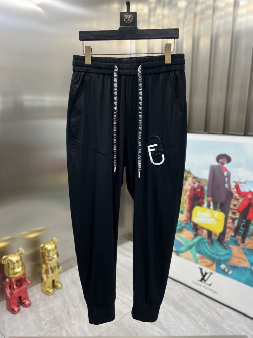 フェンディ パンツ メンズ偽物 カジュアルズボン 純綿 人気定番 柔らかい シンプル ブラック