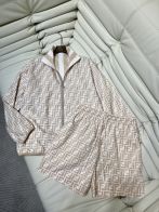 オンライン限定 フェンディ 品質偽物 運動セット 縞 ショットパンツ 長袖トップス 両面兼用 日焼け止め服 ブラウン