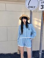 プラダ 服 メンズスーパーコピー 夏服 シンプル 縞シャツセット ショットパン 長袖シャツ 日焼け止め服 ブルー