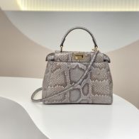 期間限定品 フェンディバッグ買取Ｎ級品 ハンドバッグ 斜め掛け可 蛇革 優雅 レザー レディース グレイ