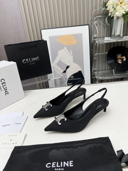 お洒落！セリーヌ風 パンプスＮ級品 レディース 優雅シューズ 5㎝ヒール 美脚 シンプル ブラック