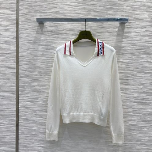 お洒落！グッチワイフＮ級品 セーター ニット トップス 襟 ウール 柔らかい 優雅 レディ ホワイト