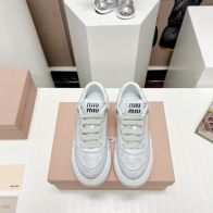人気大販売 miumiu スニーカー 厚底スーパーコピー コットン カジュアルシューズ レザー 上質 ホワイト