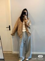 ミュウミュウツー 違い偽物 トップス ジャケット シンプル アウター 格子模様 ハイネック ブラウン