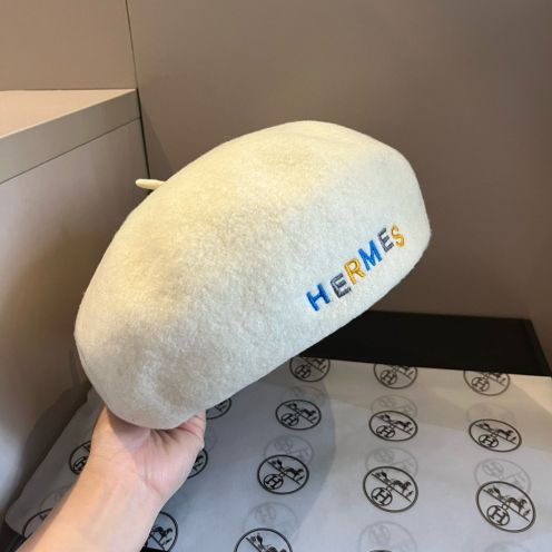 エルメス の キャップ激安通販 ウール 帽子 ベレー帽 クラシック 柔らかい キャップ 57cm 優雅 ホワイト