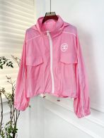 chanel ジャンパー偽物 トップス アウター 軽量 ジャケット 日焼け止め服 運動 ランニング ピンク