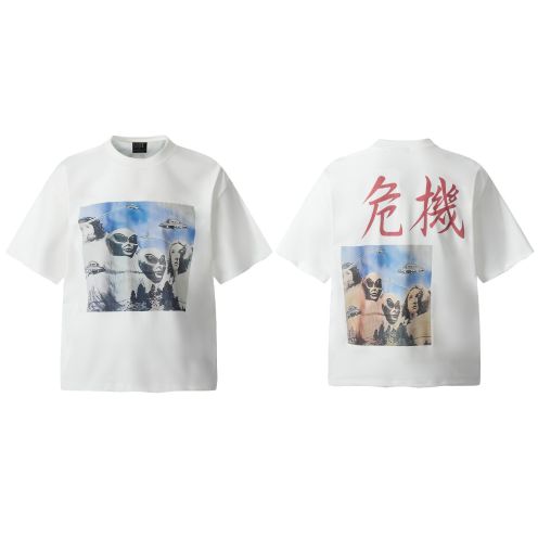 ドライな肌触り  セントマイケル tシャツ メルカリ偽物 100％綿 トップス 半袖 VT9132 プリント ホワイト