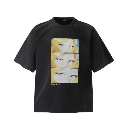 セントマイケル 東京スーパーコピー 綿 トップス 半袖 Ｔシャツ V9146 プリント ブラック