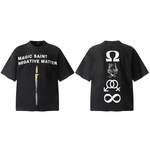 人気セントマイケルサイズ感スーパーコピー 綿 トップス 半袖 Ｔシャツ VT9154 プリント ブラック