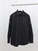 お得品‼ smfkシャツ偽物 100%綿 トップス 長袖 ロゴ刺繍 ビジネス 通勤 シンプル ブラック