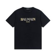 超激得の新品 バルマンティーシャツスーパーコピー 純綿ティシャツ 柔軟 プリント トップス 半袖  カジュアル ブラック