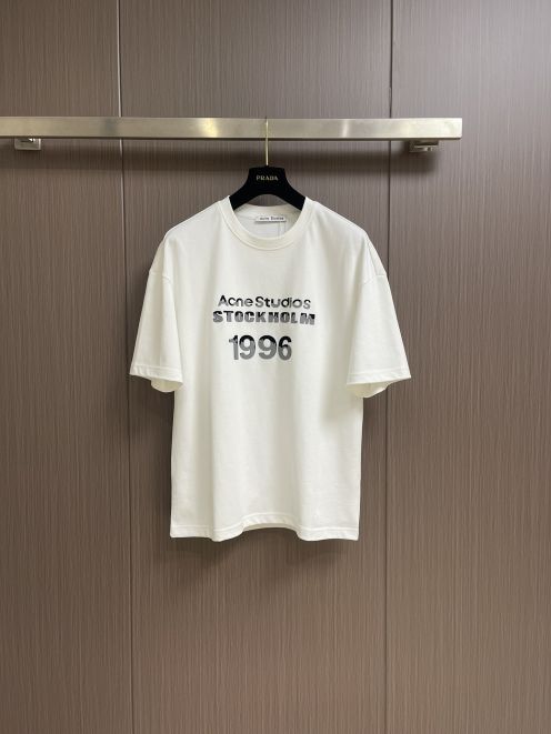 高品質 アクネストゥディオズ ロゴt偽物 純綿Tシャツ 半袖 トップス ロゴプリント ホワイト