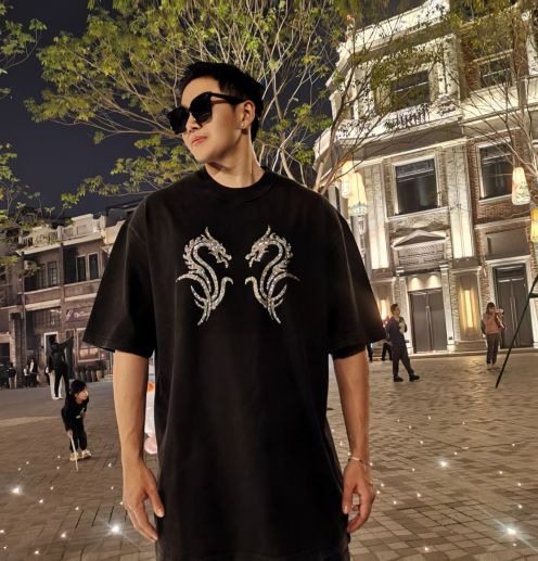 アレキサンダーワン tシャツ レディ偽物 プリント 半袖トップス 純綿 シンプル ブラック