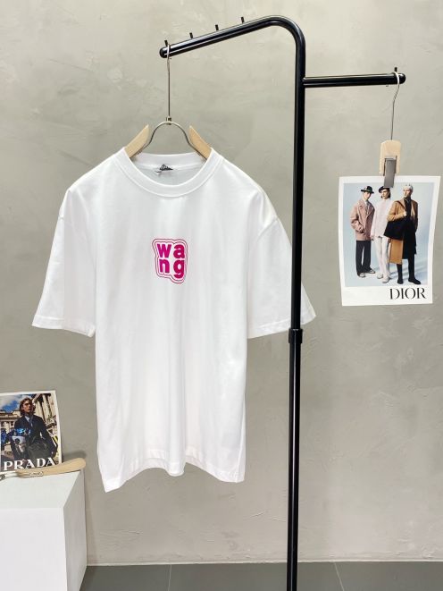 アレキサンダーワン tシャツ ロゴコピー プリント 半袖トップス 純綿 シンプル ホワイト