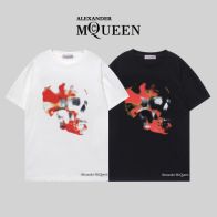 Alexander Mcqueen アレキサンダー tシャツ偽物 ゆったり 純綿 トップス プリント G1089 2色可選