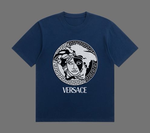 華やかな雰囲気 ヴェルサーチtシャツメンズコピー トップス 綿100% 半袖Tシャツ プリント ブラック