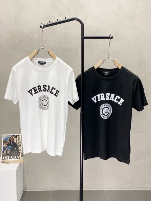 ヴェルサーチコレクション tシャツコピー トップス 綿100% 半袖Ｔシャツ ゆったり プリント  多色可選