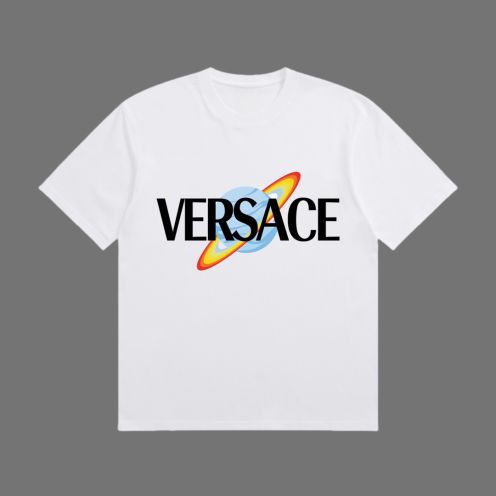 お得品‼ヴェルサーチ ロンt偽物 トップス 綿100% 半袖Ｔシャツ ゆったり プリント  ホワイト