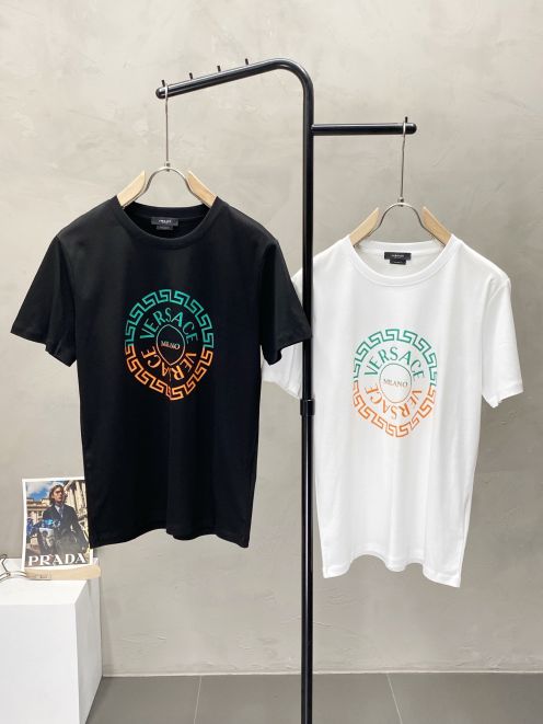最新到着‼ヴェルサーチ tシャツ 楽天偽物 トップス 綿100% 半袖Ｔシャツ ゆったり プリント  多色可選