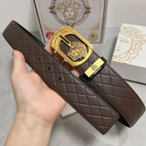 ヴェルサーチ ベルト 値段Ｎ級品 牛革 レザー 上質商品 ファッション ゴールドバックル ブラウン
